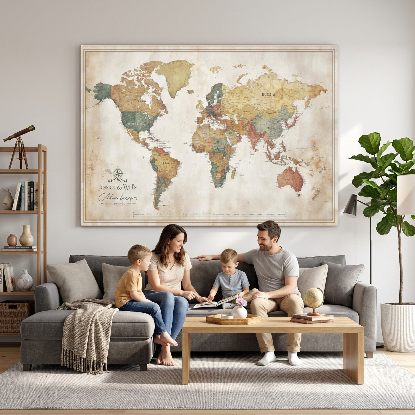19542567-MGV-CV-36X24 - Custom Push Pin World Map Canvas | Personalized Travel Tracker | Wedding Anniversary Gift for Couples | Adventure Map Wall Art with Pins