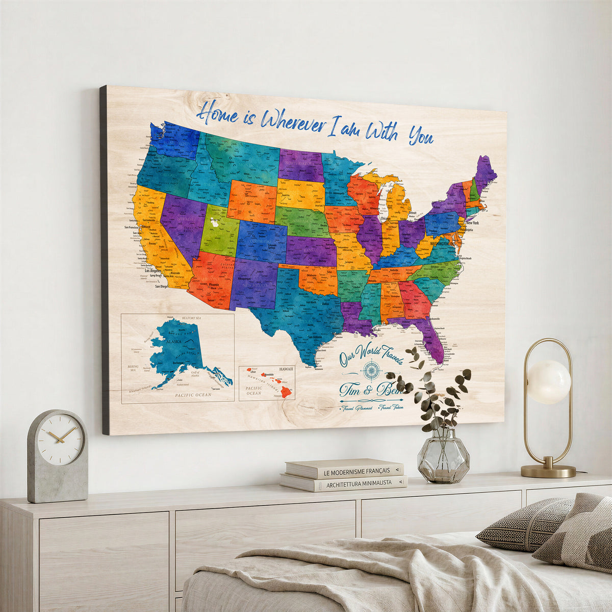 588510355-MGV-CV-36X24 - Personalized USA Push Pin Travel Map – Custom United States Map Wall Art