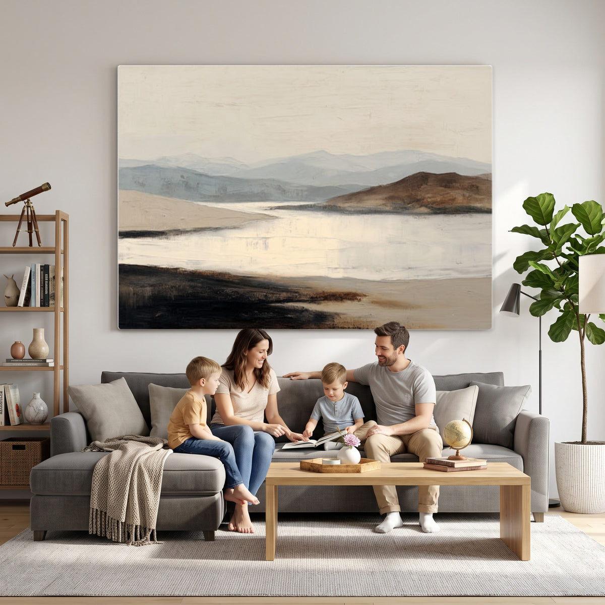 36873679-MGV-CV-36X24 - Modern Abstract Landscape Canvas Wall Art, Minimalist Nature Printing