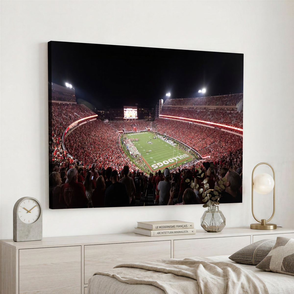 50587166-_Poster-30x20 - Sanford Stadium Georgia Bulldogs Canvas Print 3 Piece Framed Wall Art Extra Large Floating Frame Sports Poster Made in USA