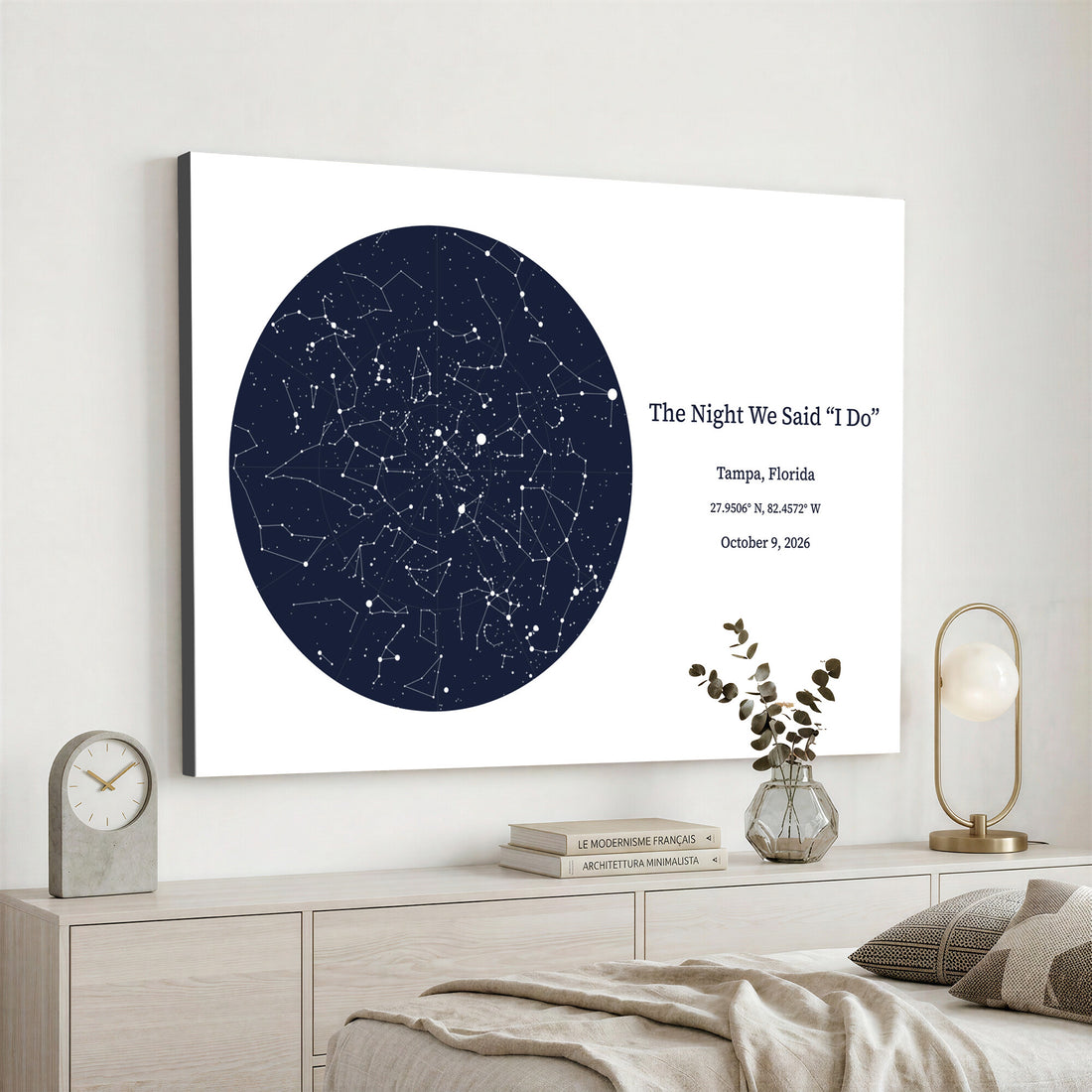 Custom Star Map Canvas Print – Personalized Night Sky Wall Art by Date and Location