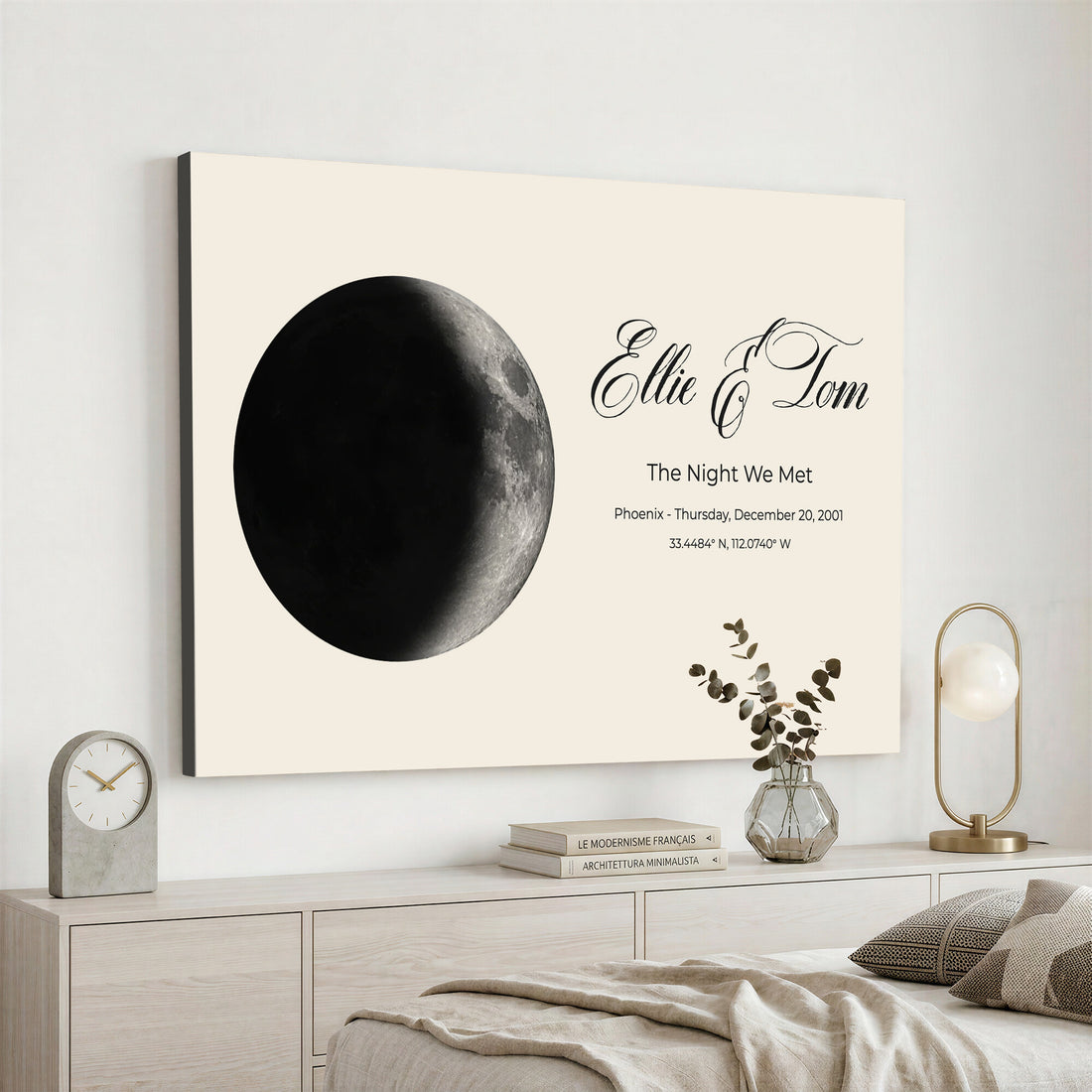 Moon Phase Canvas Print, Personalized Moon from the Night You Met