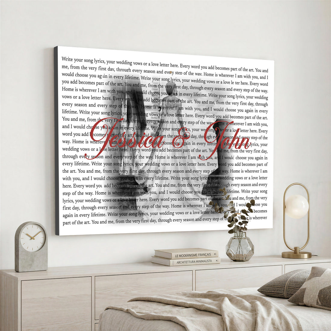 Song Lyrics over Photo Canvas Print, Personalized Wedding Song Art