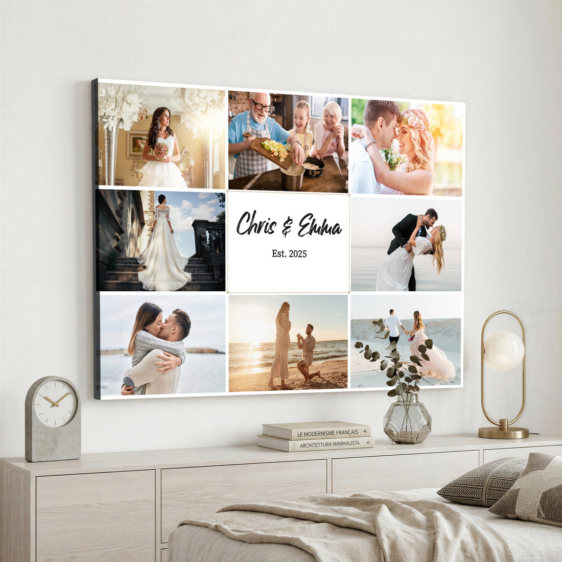 Custom Framed Photo Canvas, Personalized Family Picture Collage Print
