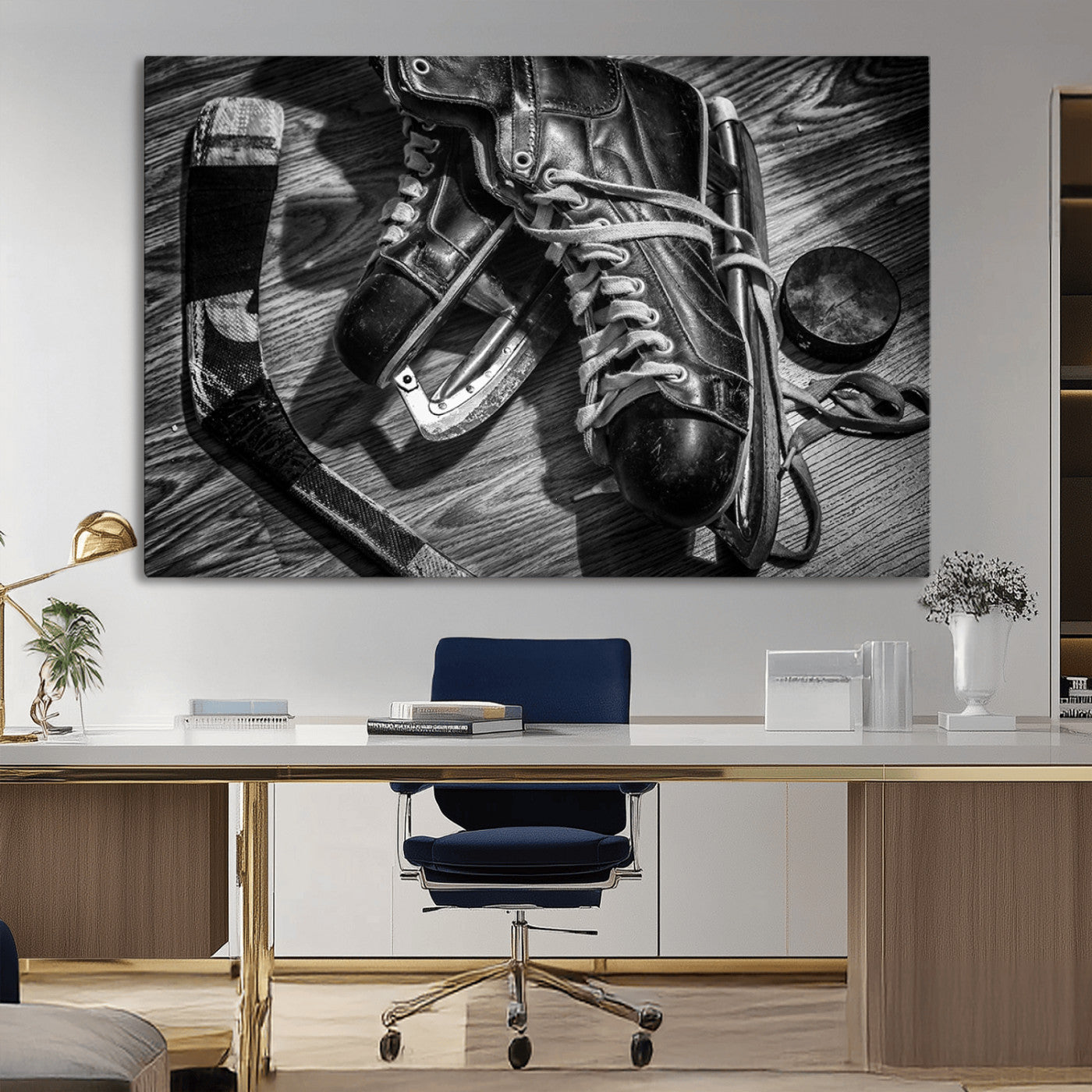 20553-MGV-CV-36X24-Old Pair of Mens Skates Wall Art Canvas, Men Skates Wall Art Print