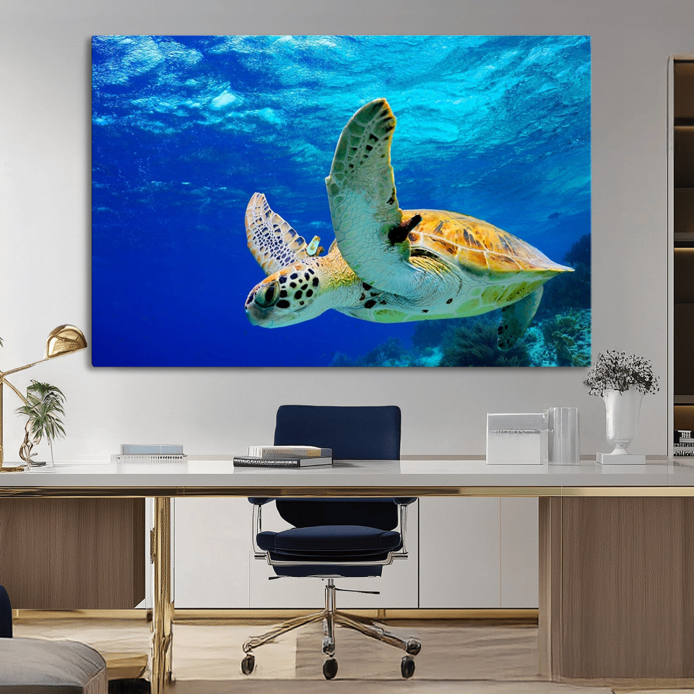 16292-MGV-CV-36X24-Sea Turtle Wall Art Canvas Print, Sea life in the Ocean Wall Art Printing