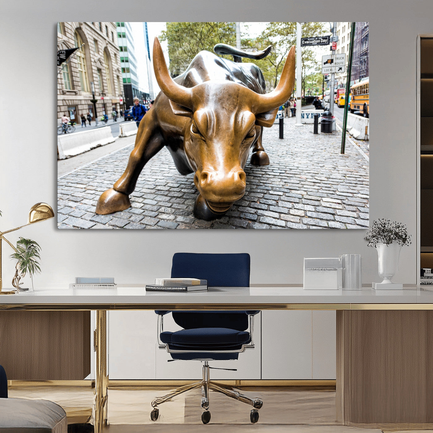 -Charging Bull Wall Art Canvas Print