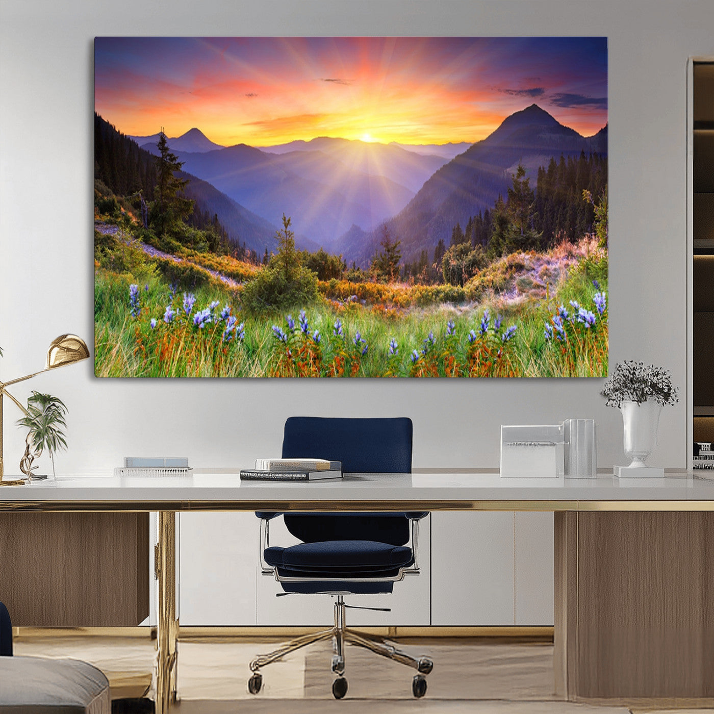 -Mountain and Spring Wall Art Canvas Print