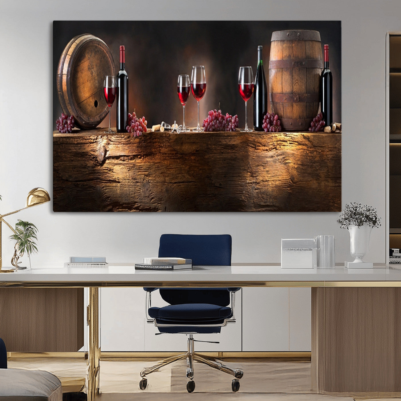 -Wine and Barrels Wall Art Canvas Print