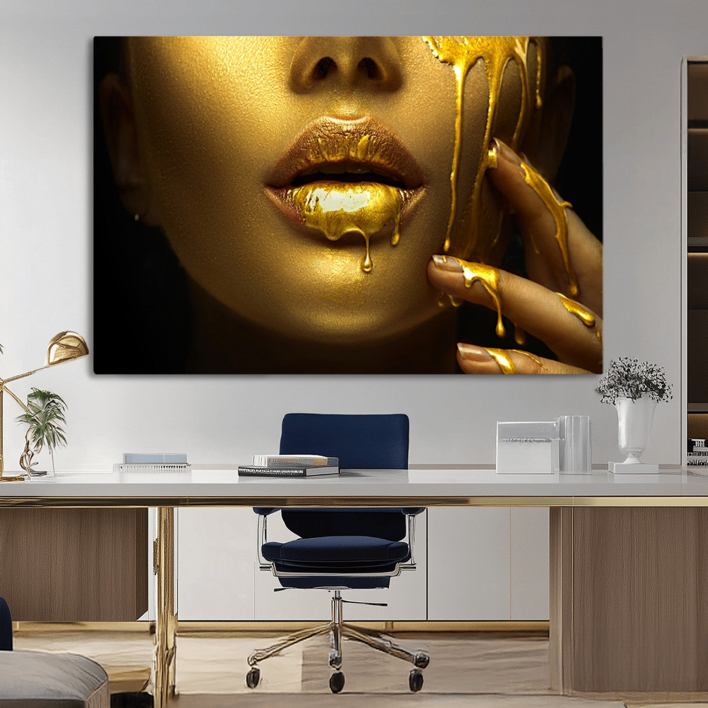 -Gold and Women Wall Art Canvas Print