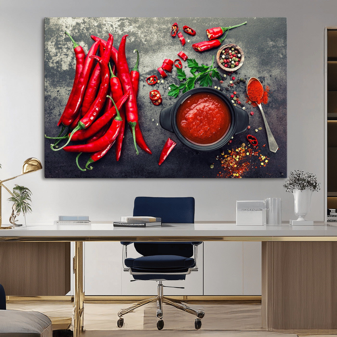 10860-MGV-CV-36X24-Red Chili Peppers Wall Art Kitchen Artwork Canvas Print