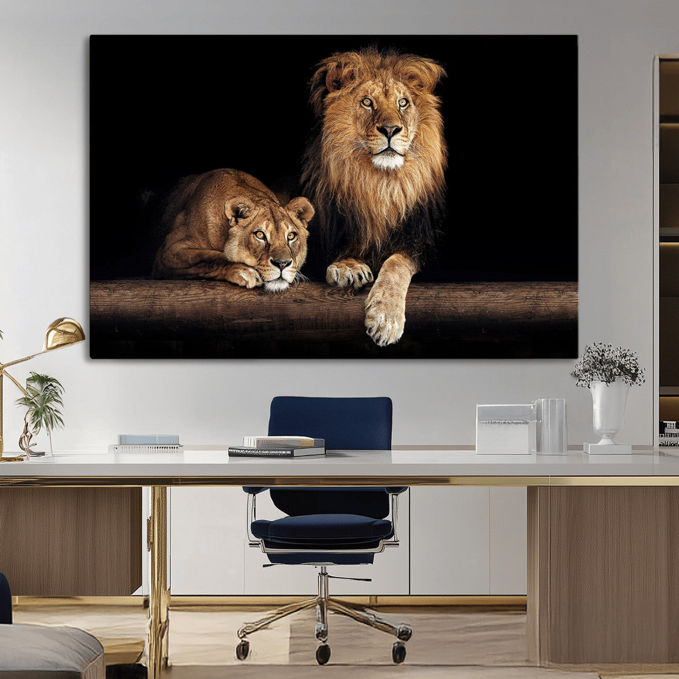 -Lion Canvas Wall Art – Majestic Animal Print Artwork for Home, Office, Living Room, Guest Room, Farmhouse