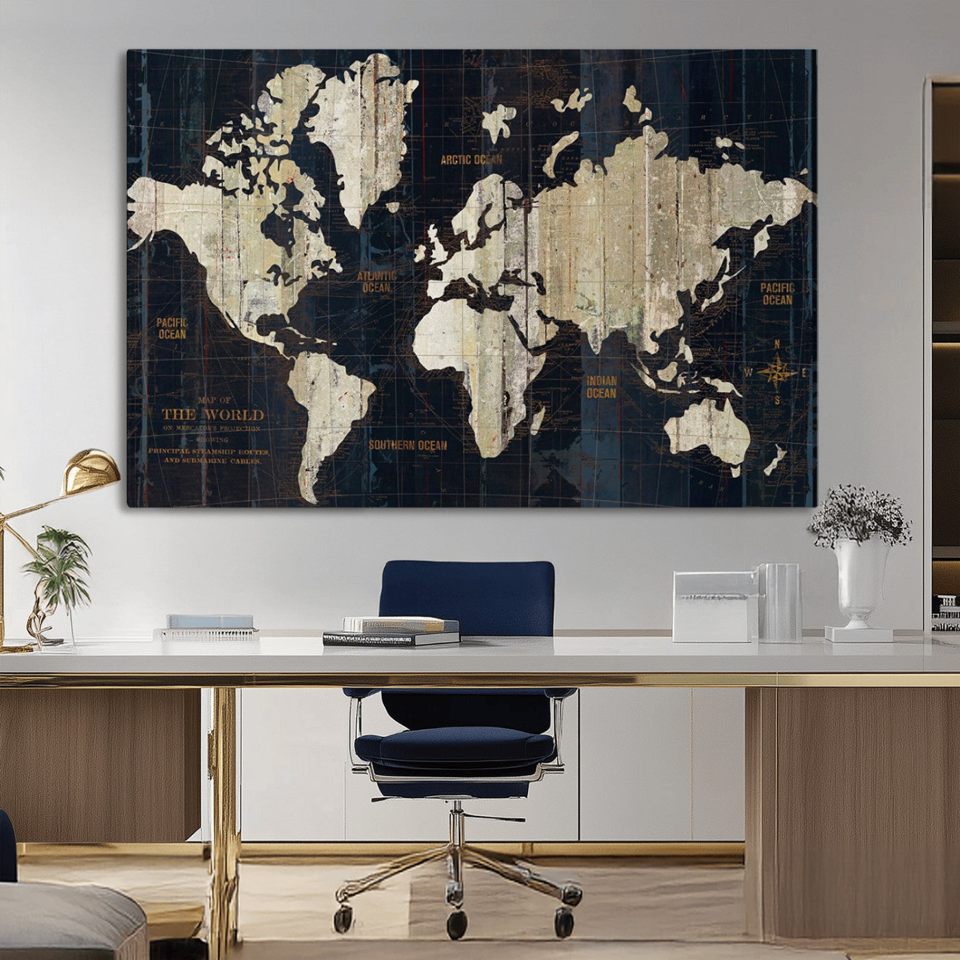14651-MGV-CV-36X24-Push Pin World Map Canvas Print – Travel Tracker Wall Art for Couples, Perfect Anniversary Gift for Home or Office Decor