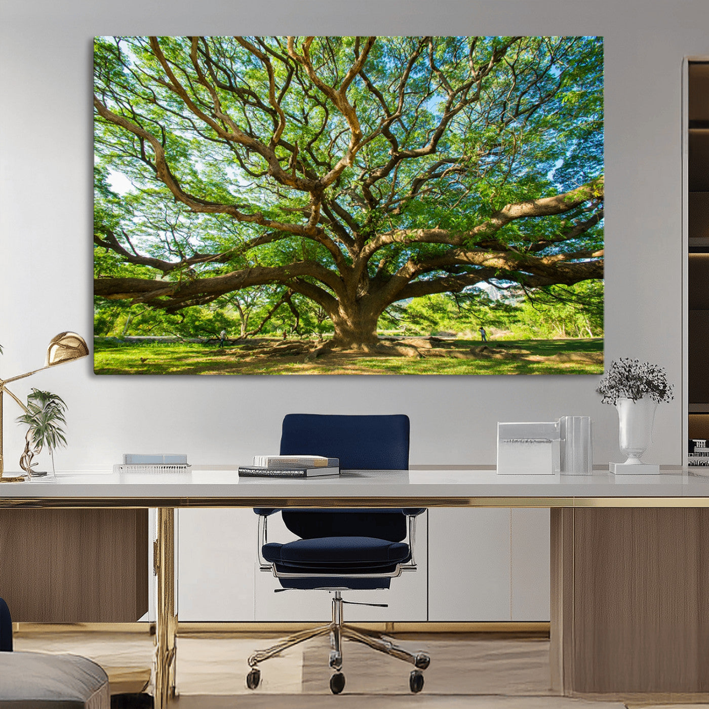 70569-MGV-CV-36X24-Majestic Oak Tree Wall Art – Serene Nature Canvas Print with Spreading Branches, Tranquil Forest Landscape Decor for Living Room or Office