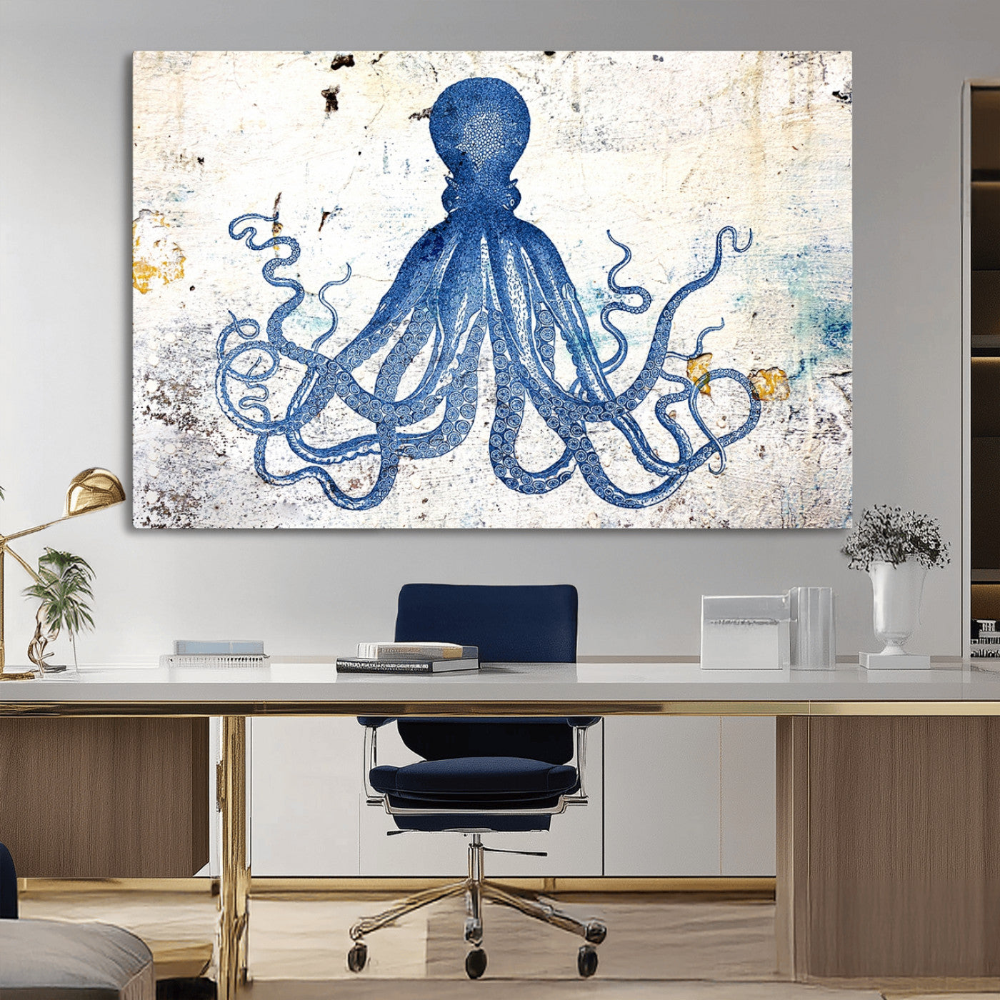 38211-MGV-CV-36X24-Octopus Canvas Wall Art | Coastal Marine Life Artwork for Living Room, Bedroom, or Office |