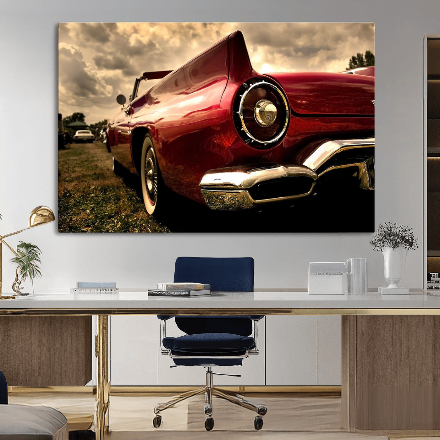 -Red Classic Car Wall Art Canvas Print
