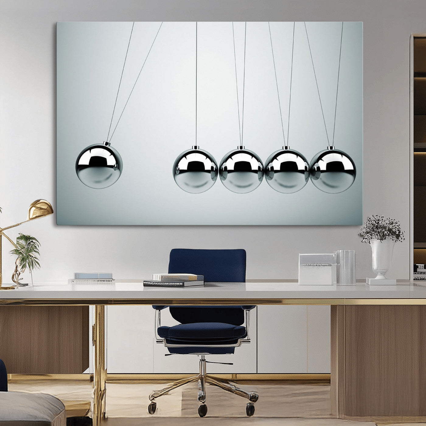 -Newton's Cradle Wall Art Canvas Print, Framed Newton Cradle Wall Art