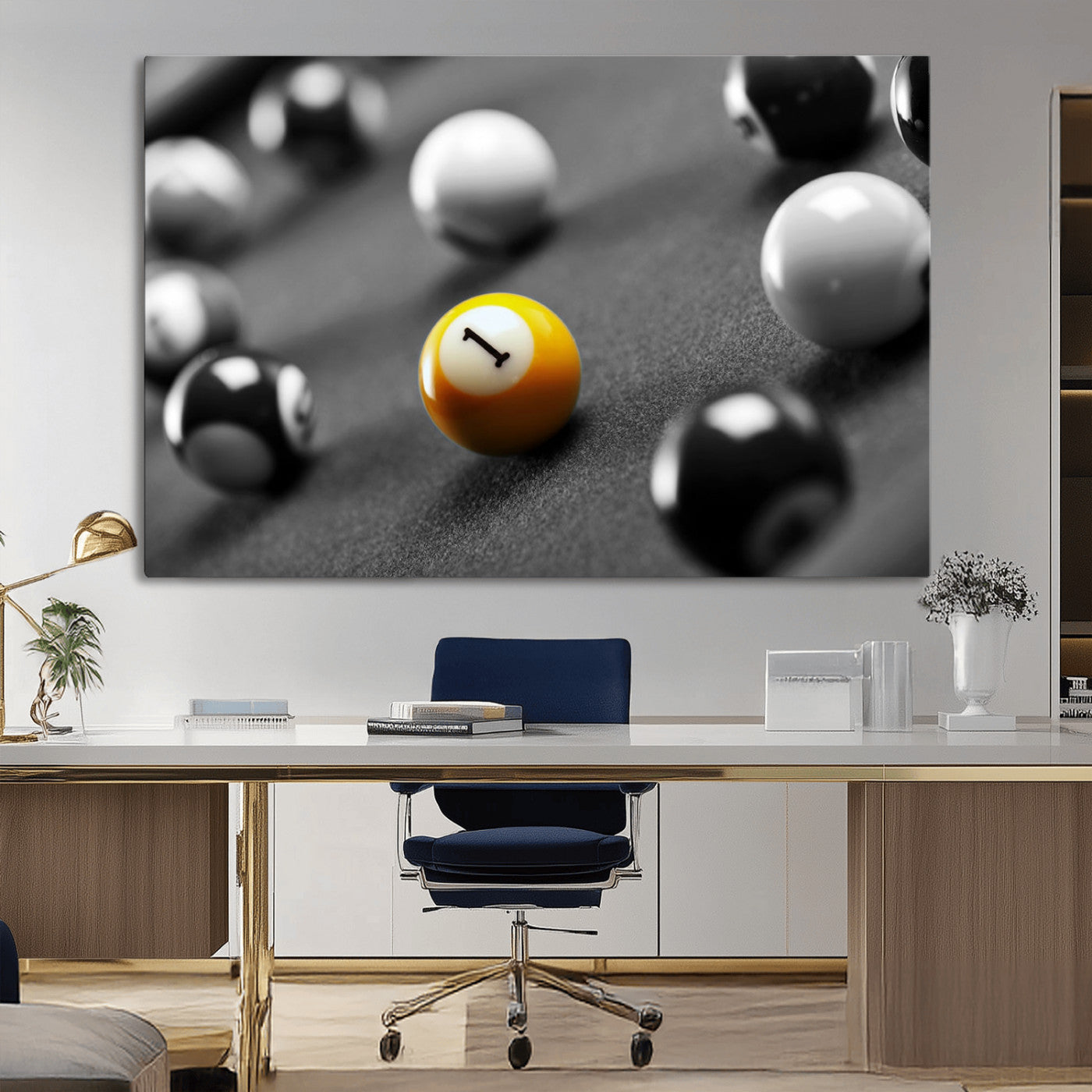 -Wall Art Pool Table and Balls Canvas Print