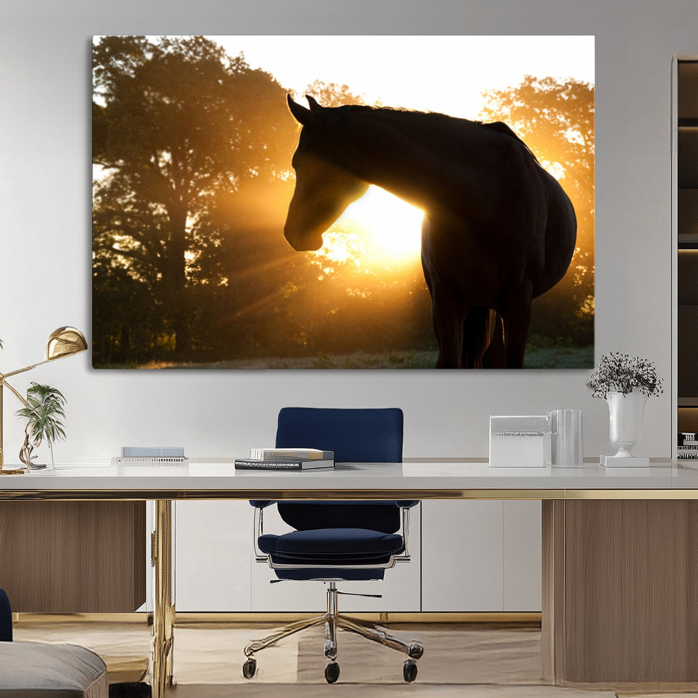 -Horse at Sunset Wall Art Animal Canvas Print