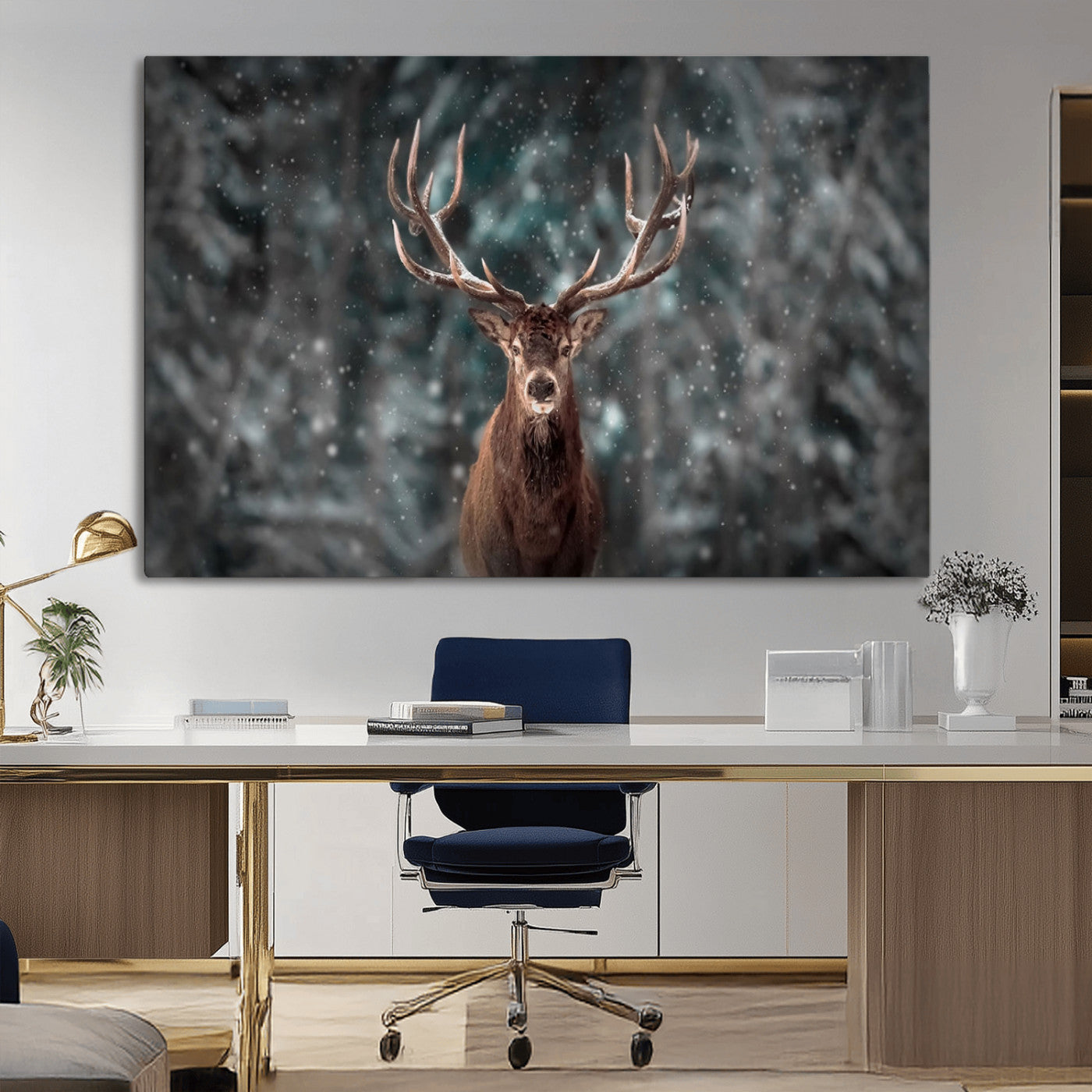 -Wall Art Deer Art Animal Canvas, Framed Wall Art Deer Canvas Print