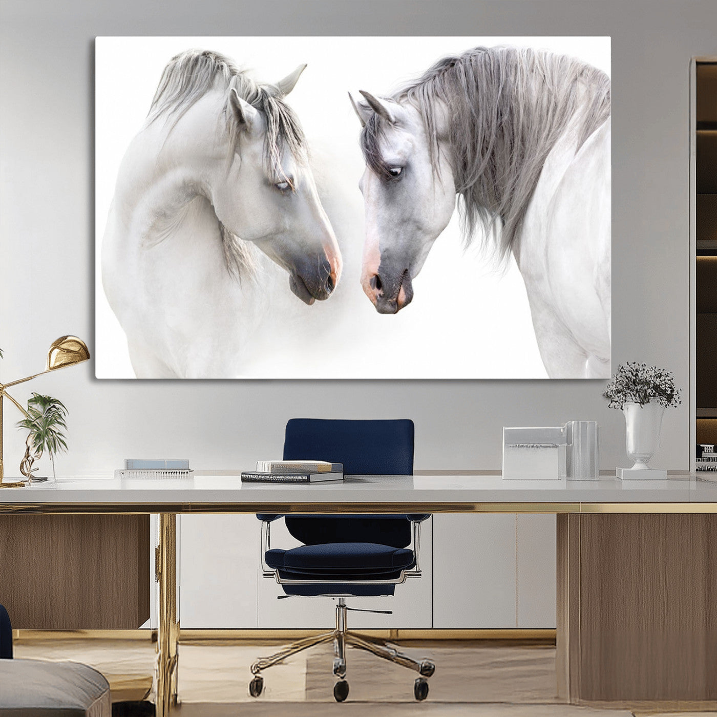-White Horse Wall Art Animal Canvas Print