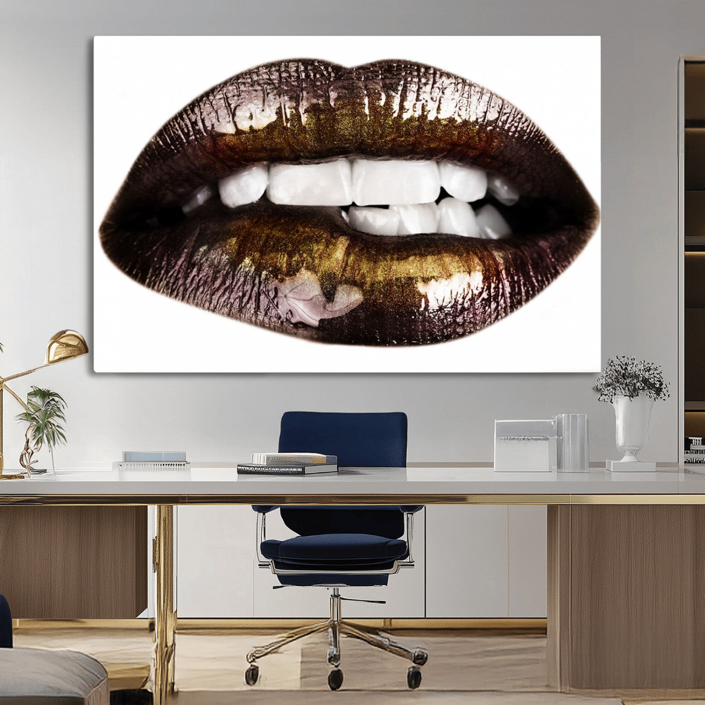 -Close Up Lips Wall Art Canvas Print