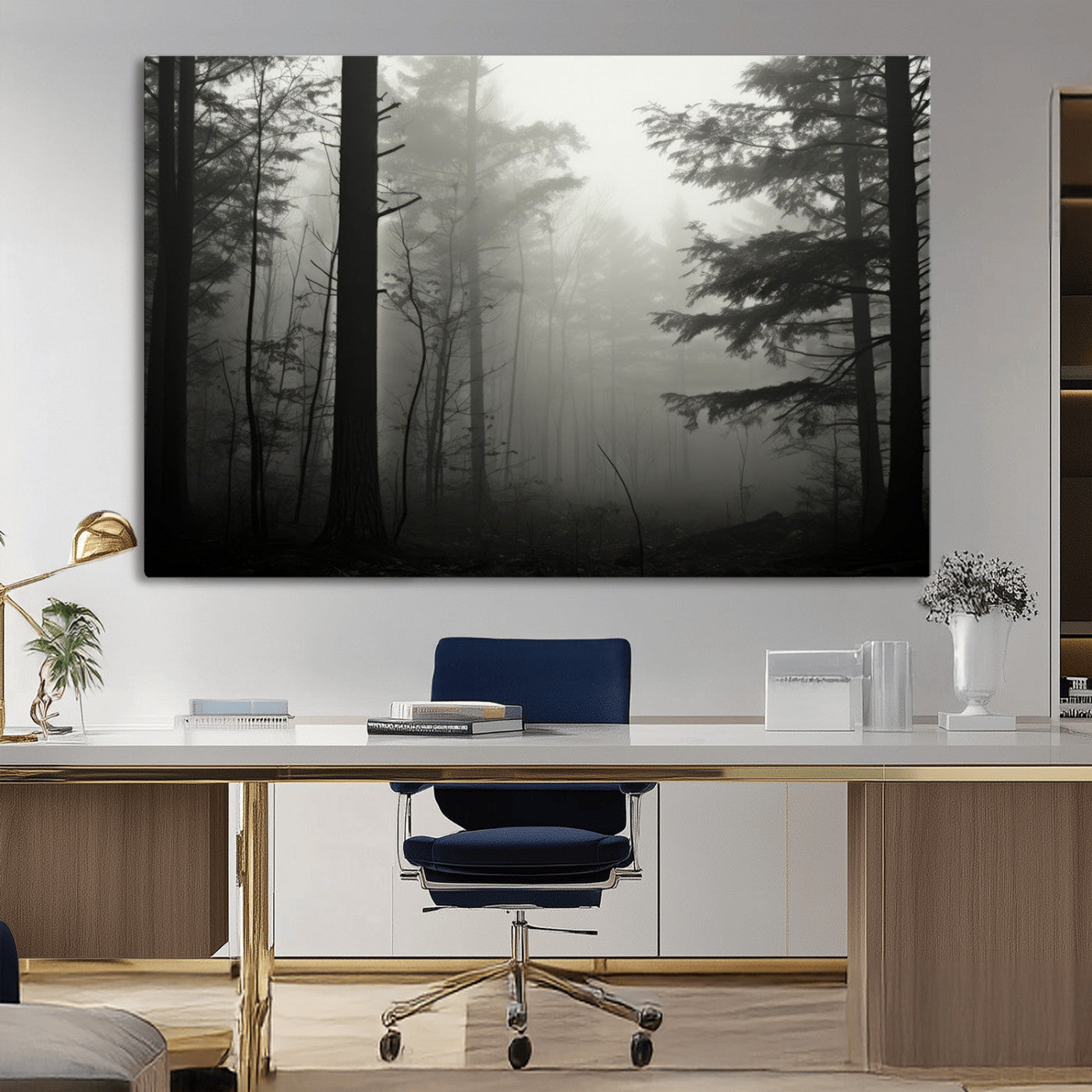 -Misty Forest Wall Art Premium Canvas Print a Foggy and Serene Atmosphere - Nature Wall Art