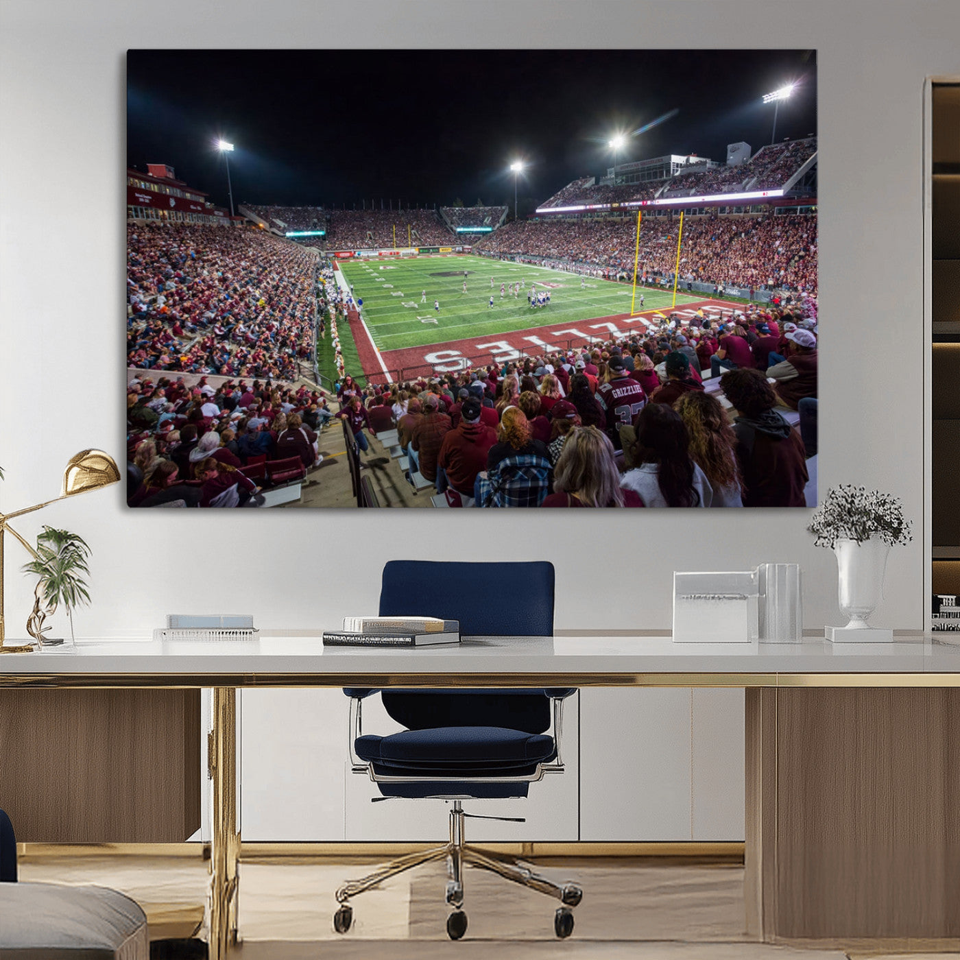 -American Football Wall Art Canvas Print Framed Stadium Sport Wall Art Print Iconic Game Day Decor for Home, Office