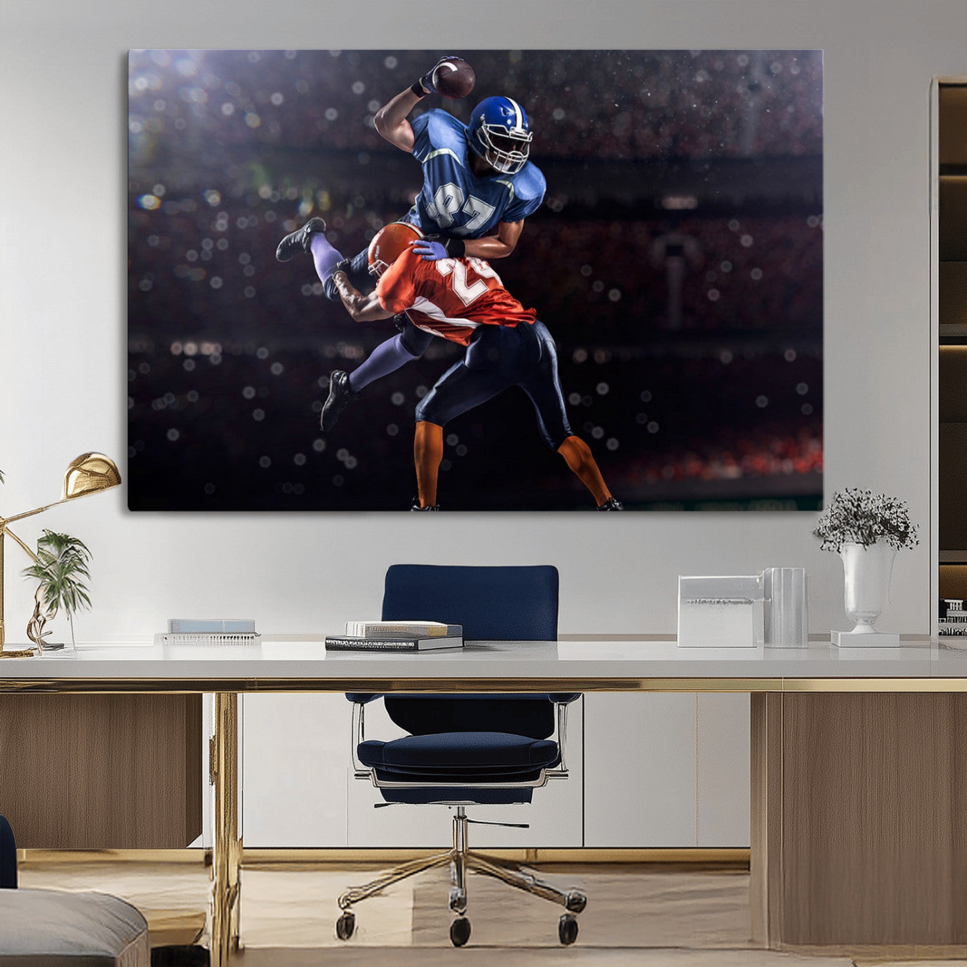 76491-MGV-CV-36X24-American Football Wall Art Canvas Print, Stadium Sport Wall Art Print