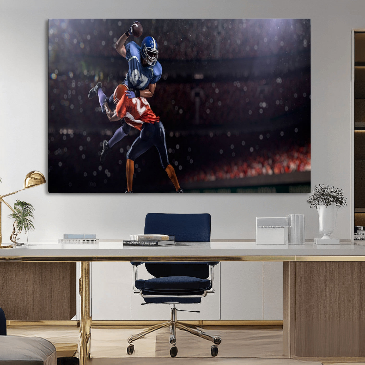 68009-MGV-CV-36X24-American Football Wall Art Canvas Print, Stadium Sport Wall Art Print