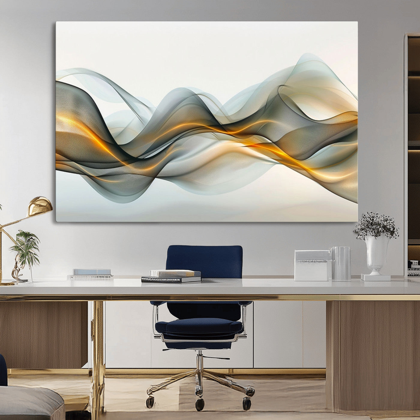 ES1001-MGV-CV-36X24-Abstract Wave Canvas Wall Art – Fluid Contemporary Elegance in Motion – Ready to Hang