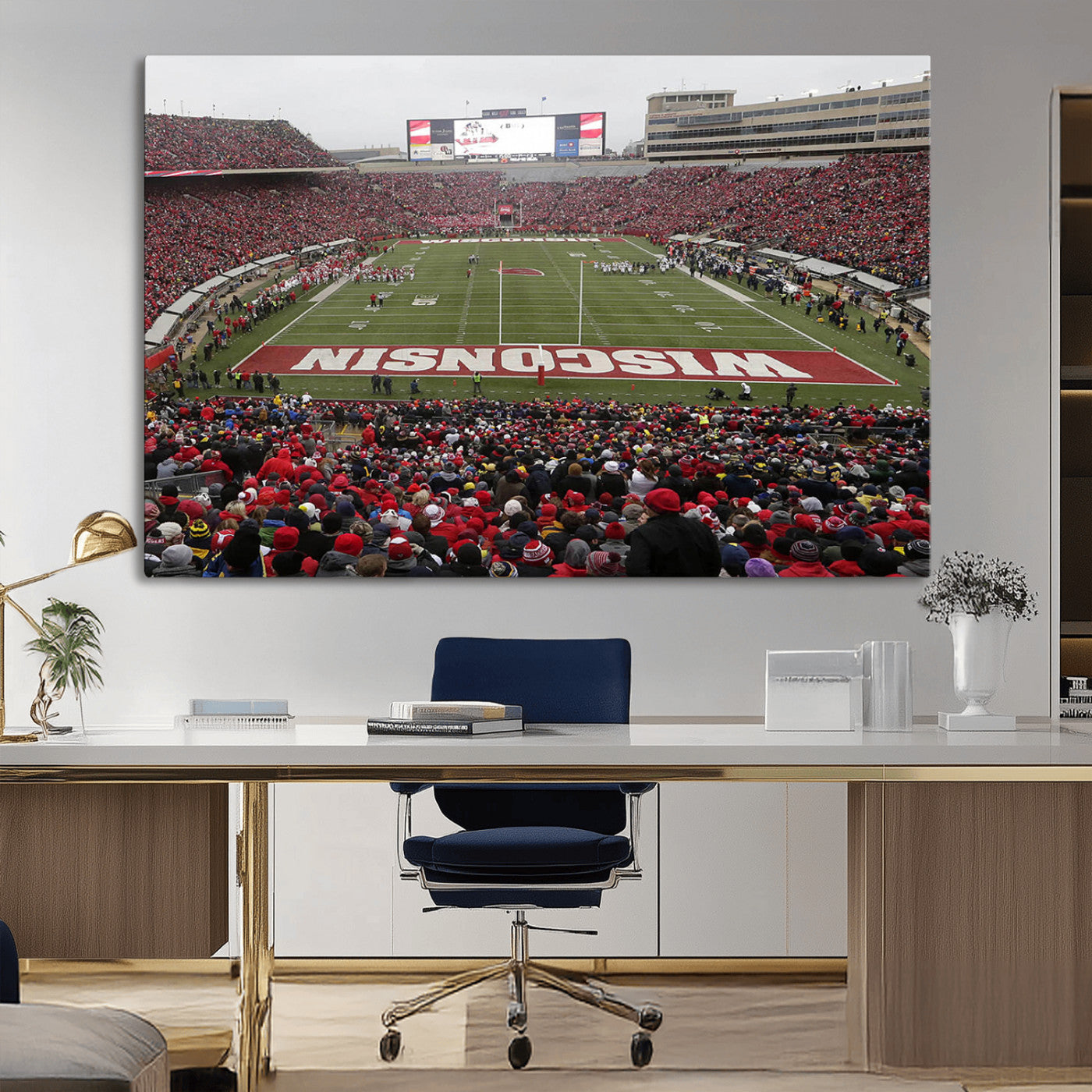 23461-MGV-CV-36X24-Wisconsin Badgers Team Print Canvas - Madison Camp Randall Stadium Wall Art Canvas Print