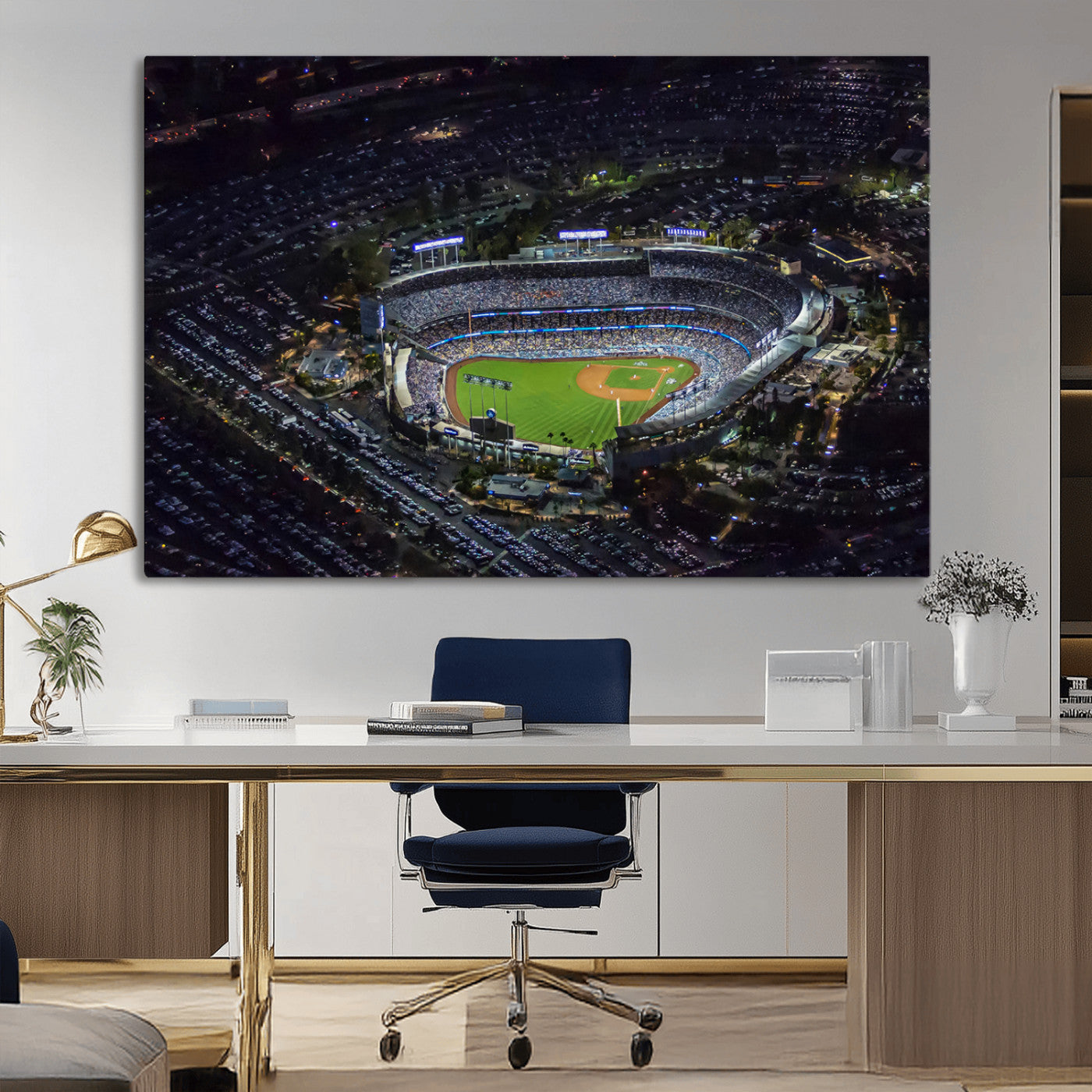 20932-MGV-CV-36X24-Los Angeles Dodgers Dodger Stadium Wall Art Canvas Print - MLB Baseball Stadium
