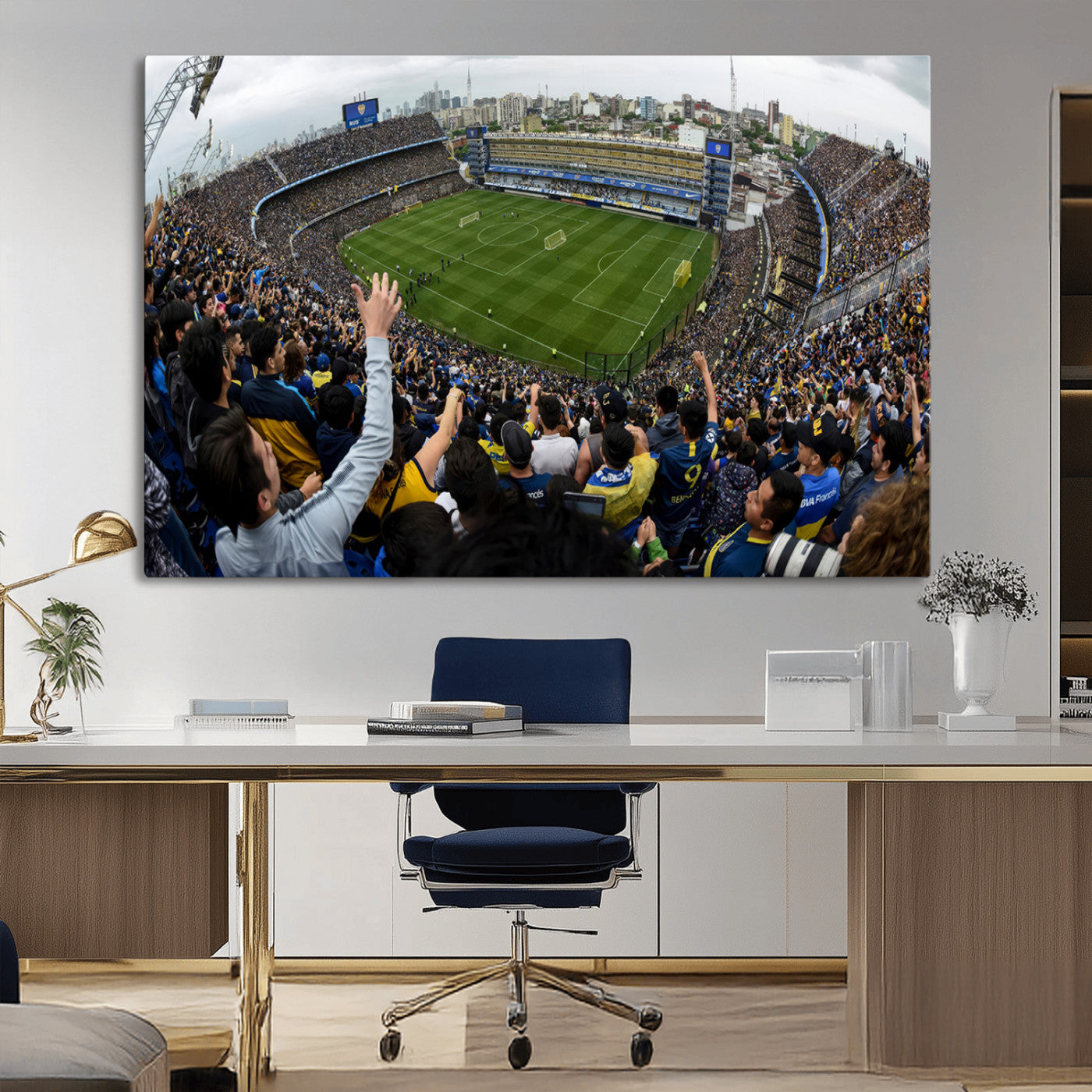 23173-MGV-CV-36X24-Boca Juniors Soccer Team Print - Buenos Aires Bombonera Stadium Wall Art Canvas Print