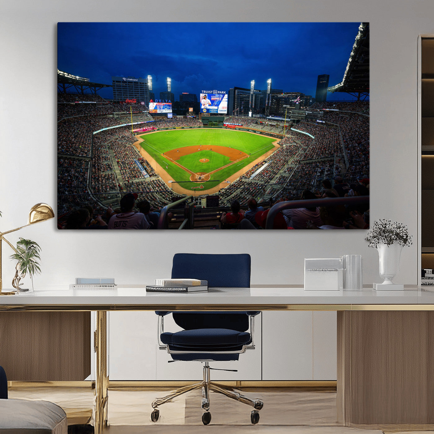 88590-MGV-CV-36X24-Truist Park Night Game Canvas Art - Atlanta Braves Stadium Wall Art Canvas