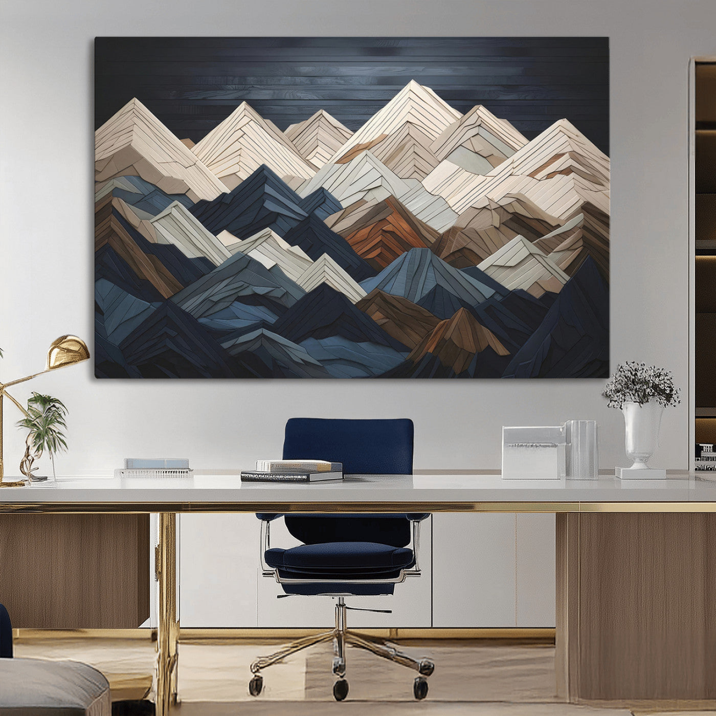 12896-MGV-CV-36X24-Wood Mountain Wall Art | Mountain Canvas Print Wood Decor | Ready to Hang for Cabin Decor
