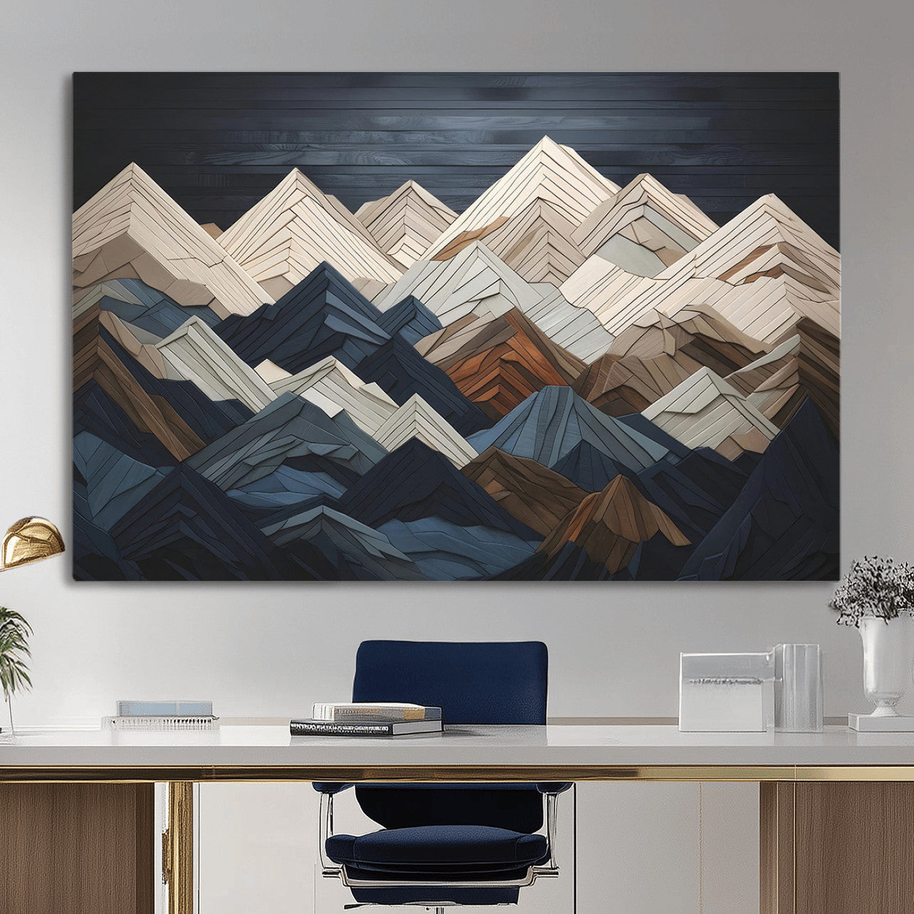 12896-MGV-CV-36X24 - Wood Mountain Wall Art | Mountain Canvas Print Wood Decor | Ready to Hang for Cabin Decor