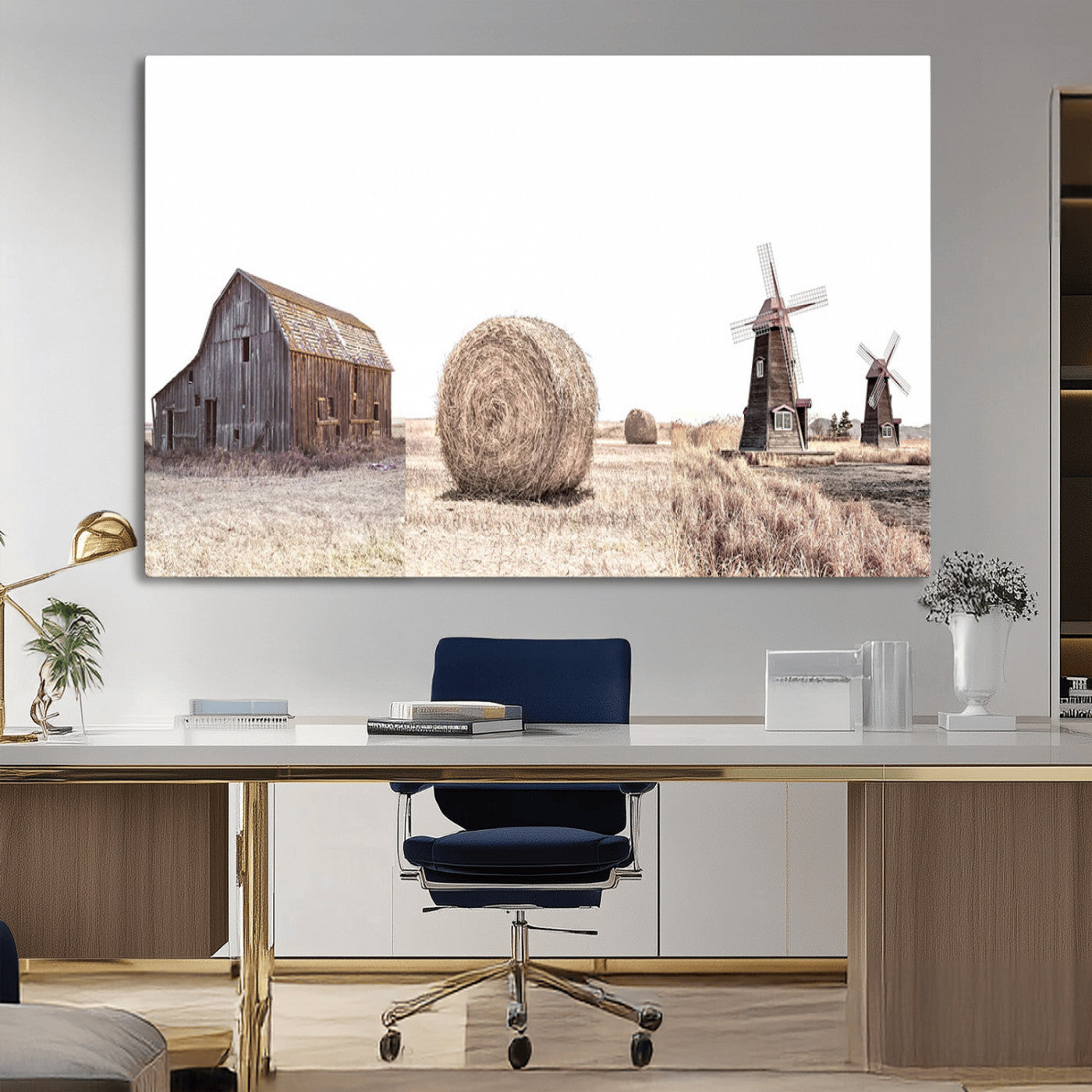 94971-MGV-CV-36X24-Farm Prints Set, Set of 3 Farmhouse Wall Art, Country House Decor