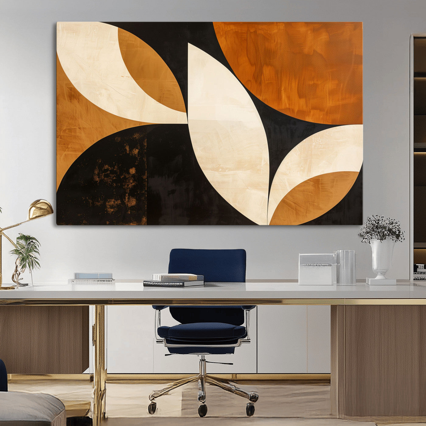 21251-MGV-CV-36X24-Geometric Abstract Wall Art Canvas Print, Mid Century Modern Wall Art Print
