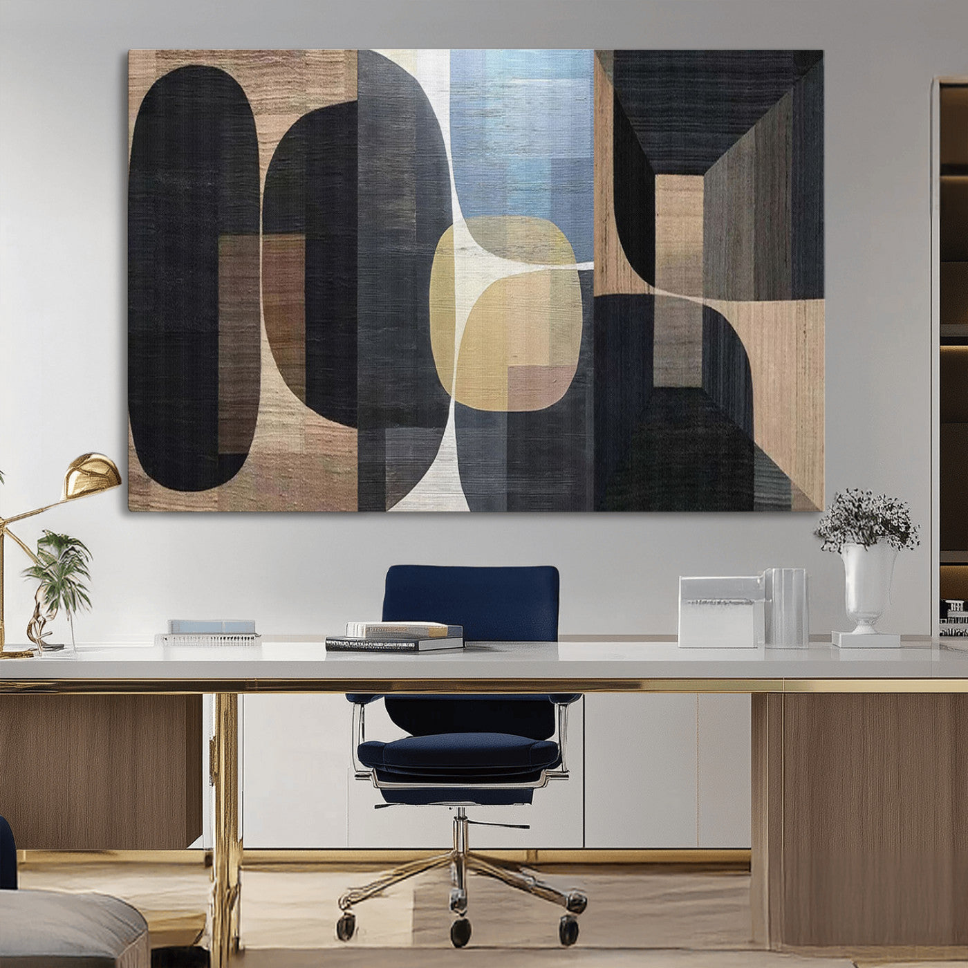 75252-MGV-CV-36X24-Minimalist Wabi Sabi Abstract Geometric Wall Art Canvas Print – Modern Minimalist Shapes – Ready to