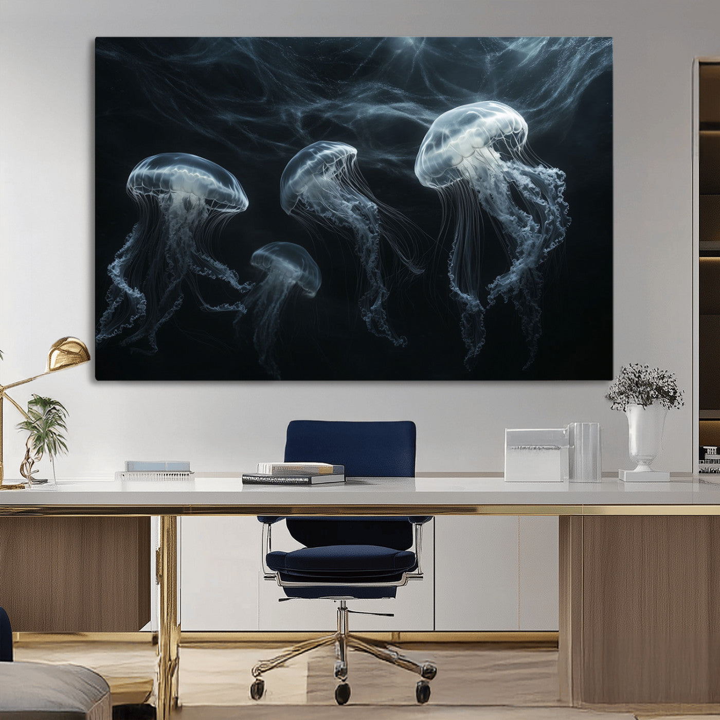 -Jellyfish Wall Art Canvas Print, Elegant Wall Decor