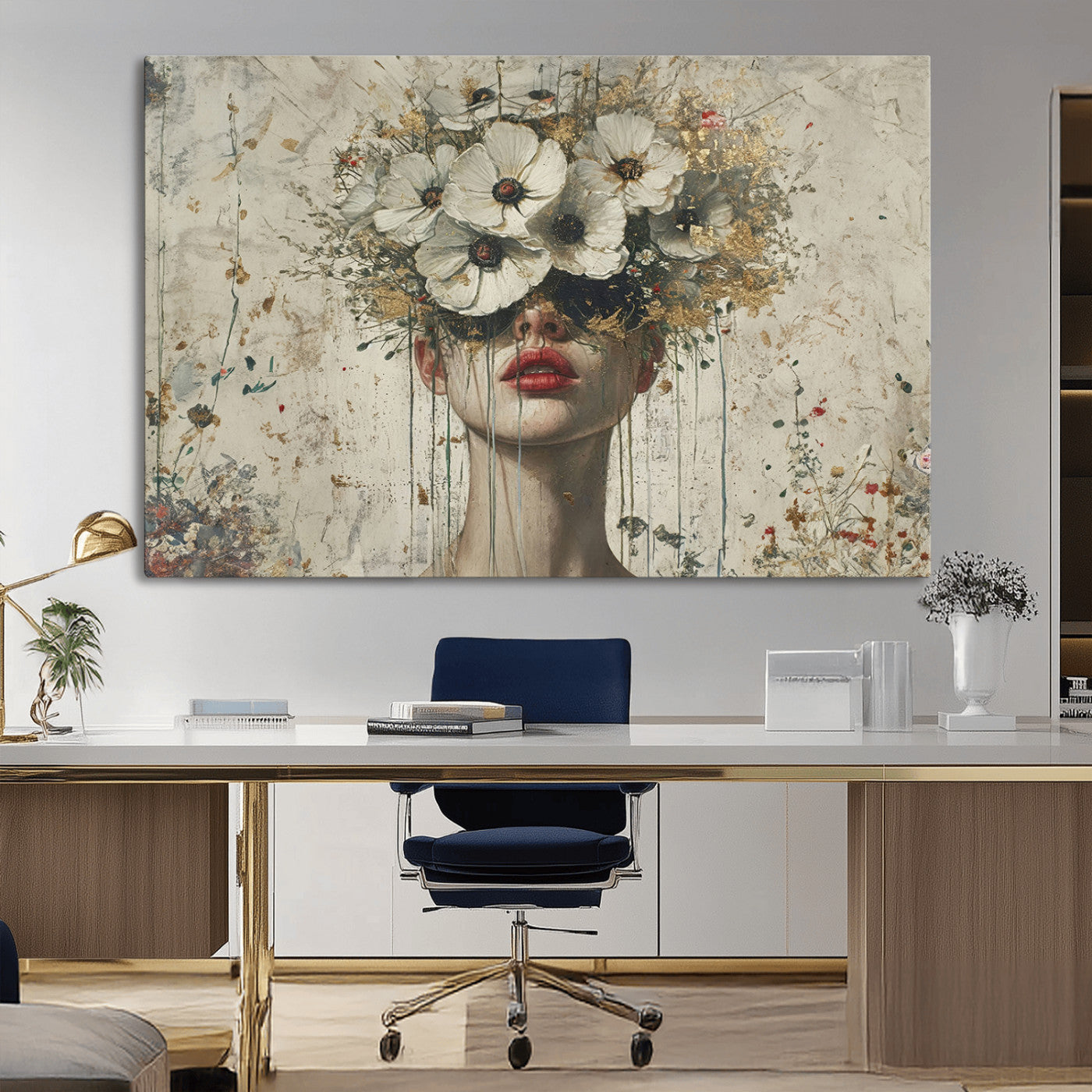 72759-MGV-CV-36X24-Abstract Floral Women Patel Wall Art Canvas Print
