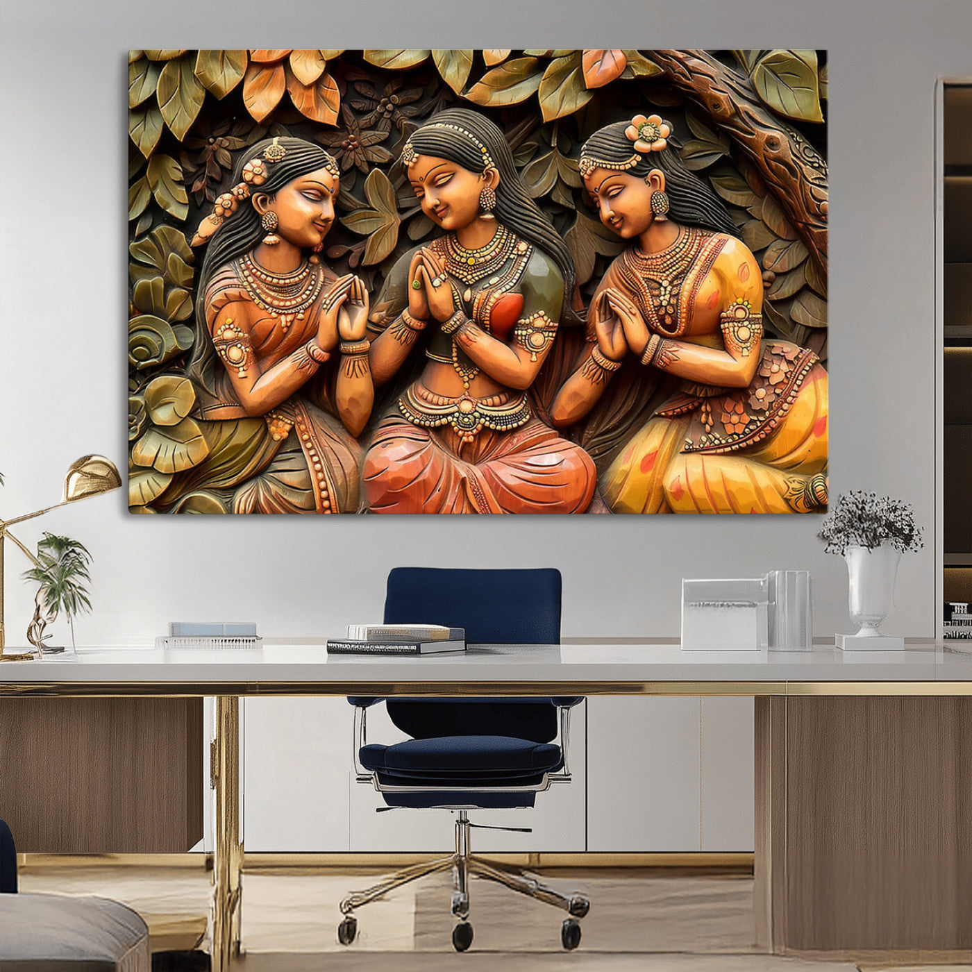 12926-MGV-CV-36X24-Indian Woman Statue Wall Art Canvas Print