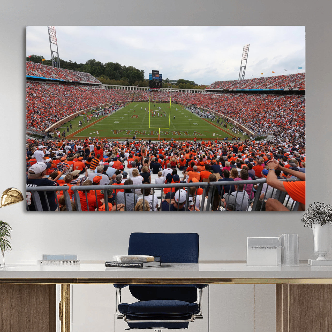63606-MGV-CV-36X24 - Virginia Cavaliers Football Team Print - Charlottesville Scott Stadium Print Wall Art Canvas