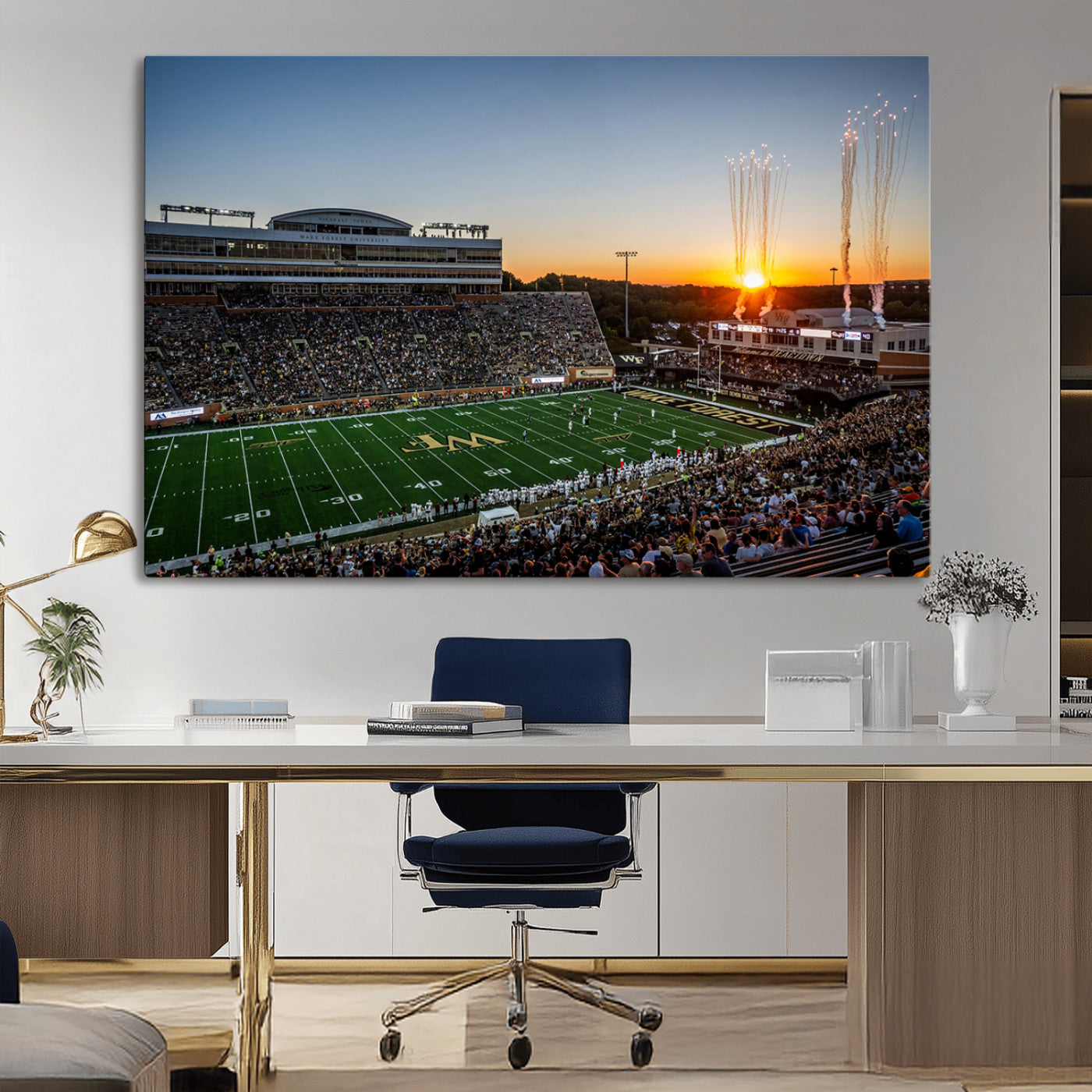 29253-MGV-CV-36X24-Demon Deacons Football Team Print Canvas- Winston-Salem Allegacy Federal Credit Union Stadium Wall