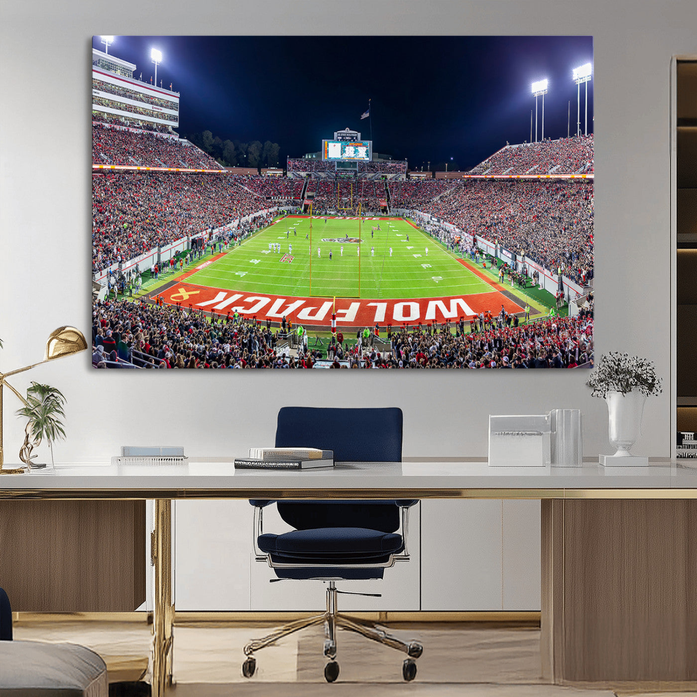 80943-MGV-CV-36X24-Wolfpack Football Team Print - Raleigh Carter-Finley Stadium Wall Art Canvas Print
