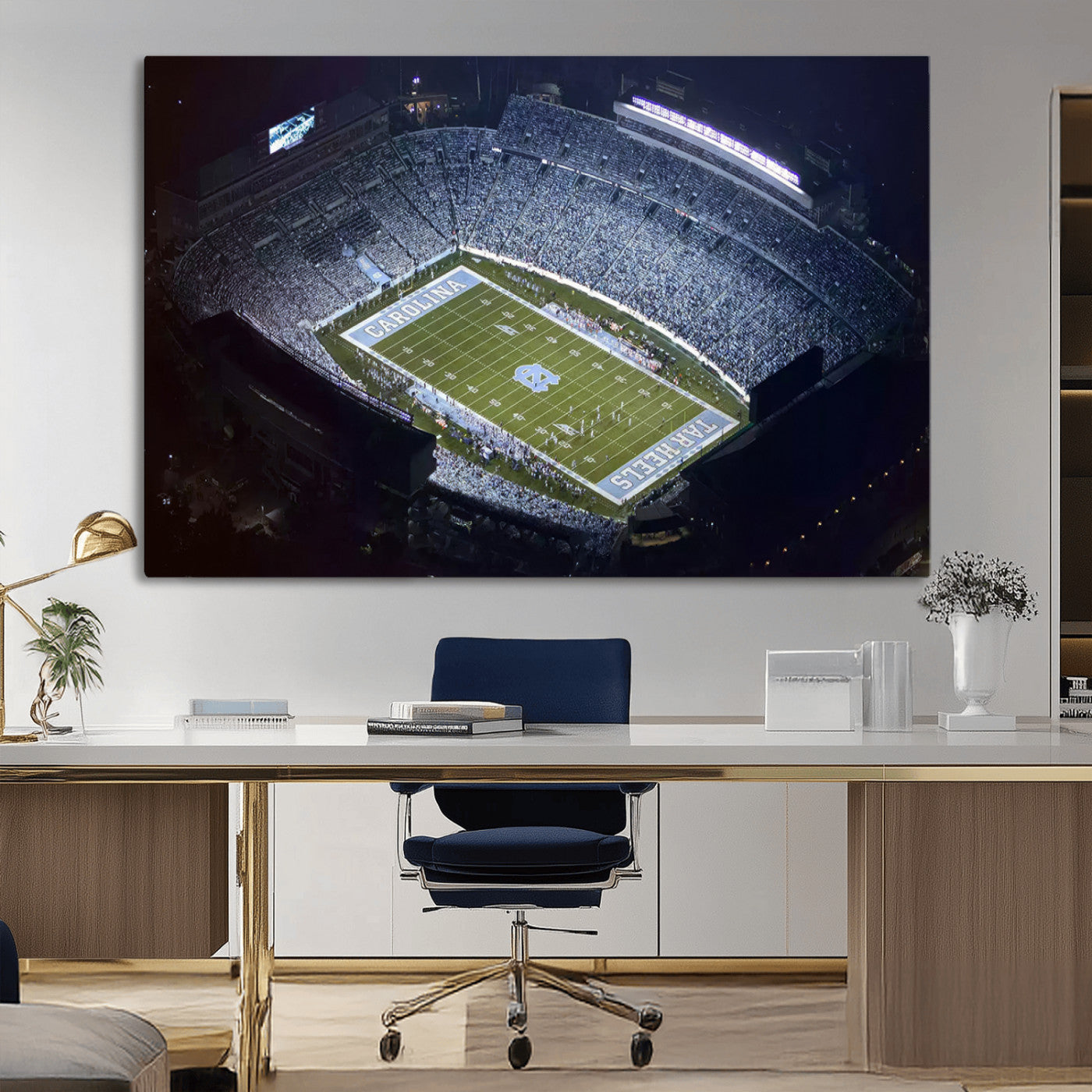 88375-MGV-CV-36X24-University of North Carolina Tar Heels Football Team Print - Chapel Hill Kenan Memorial Stadium