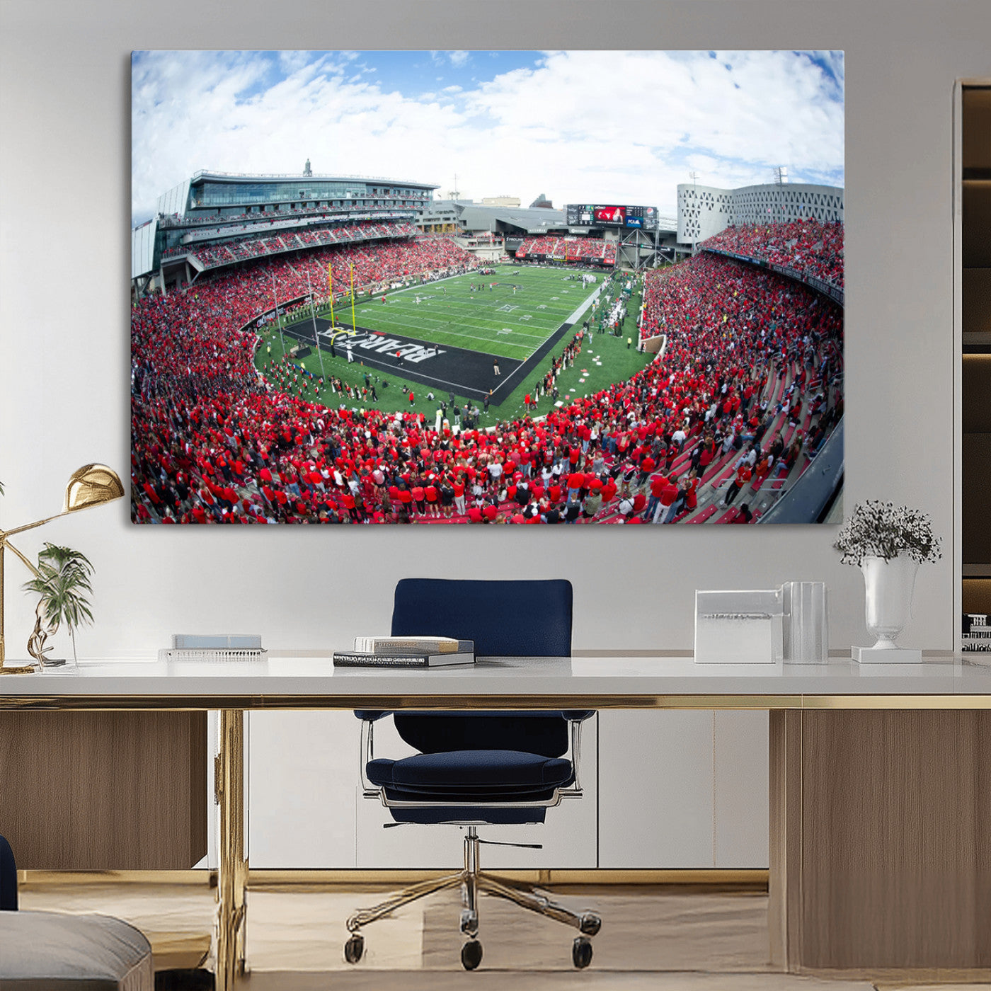 54070-MGV-CV-36X24-Cincinnati Bearcats Football Team Print - Nippert Stadium Wall Art Canvas Print