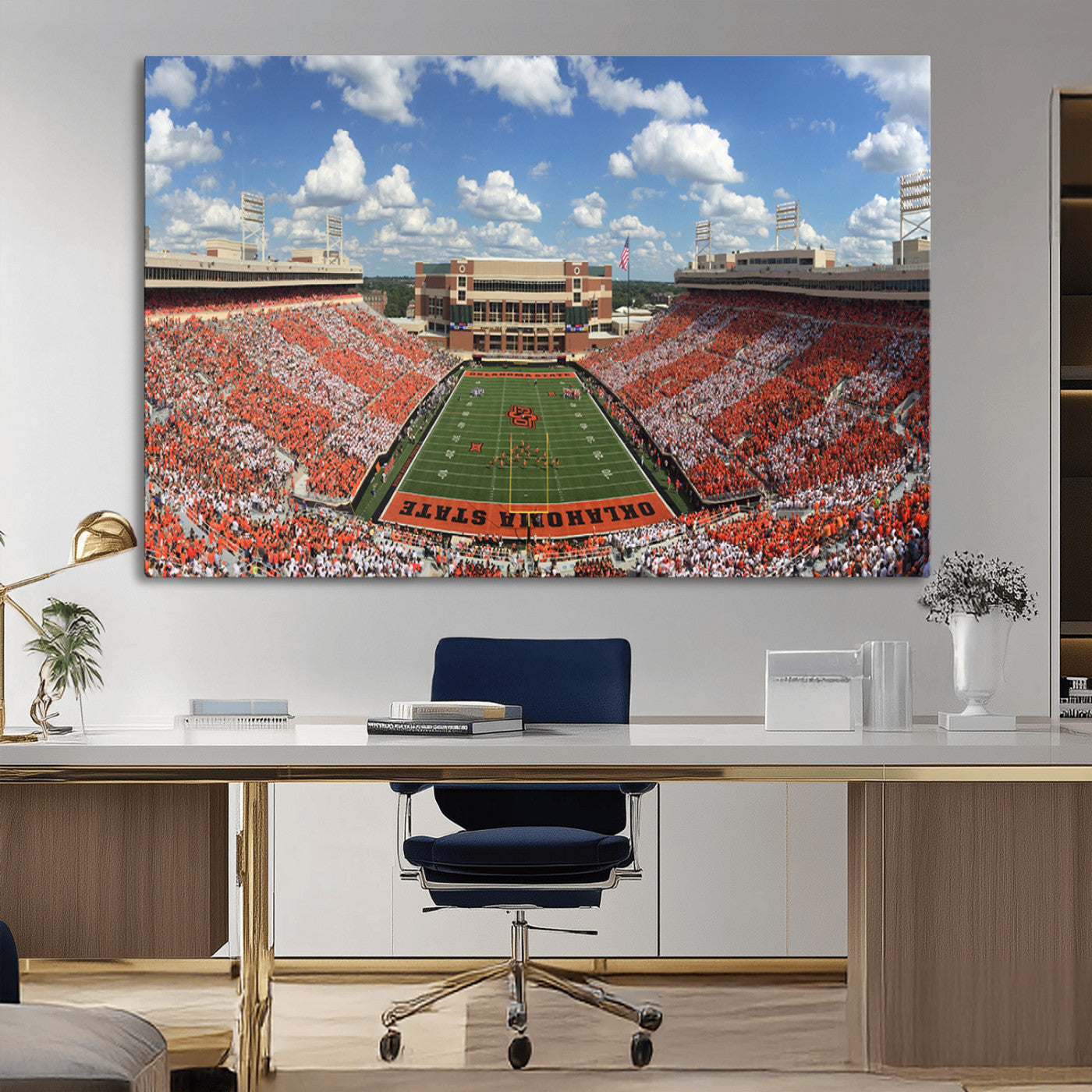 65192-MGV-CV-36X24-Oklahoma State Cowboys Football Team Print - Stillwater Boone Pickens Stadium Wall Art Canvas Print