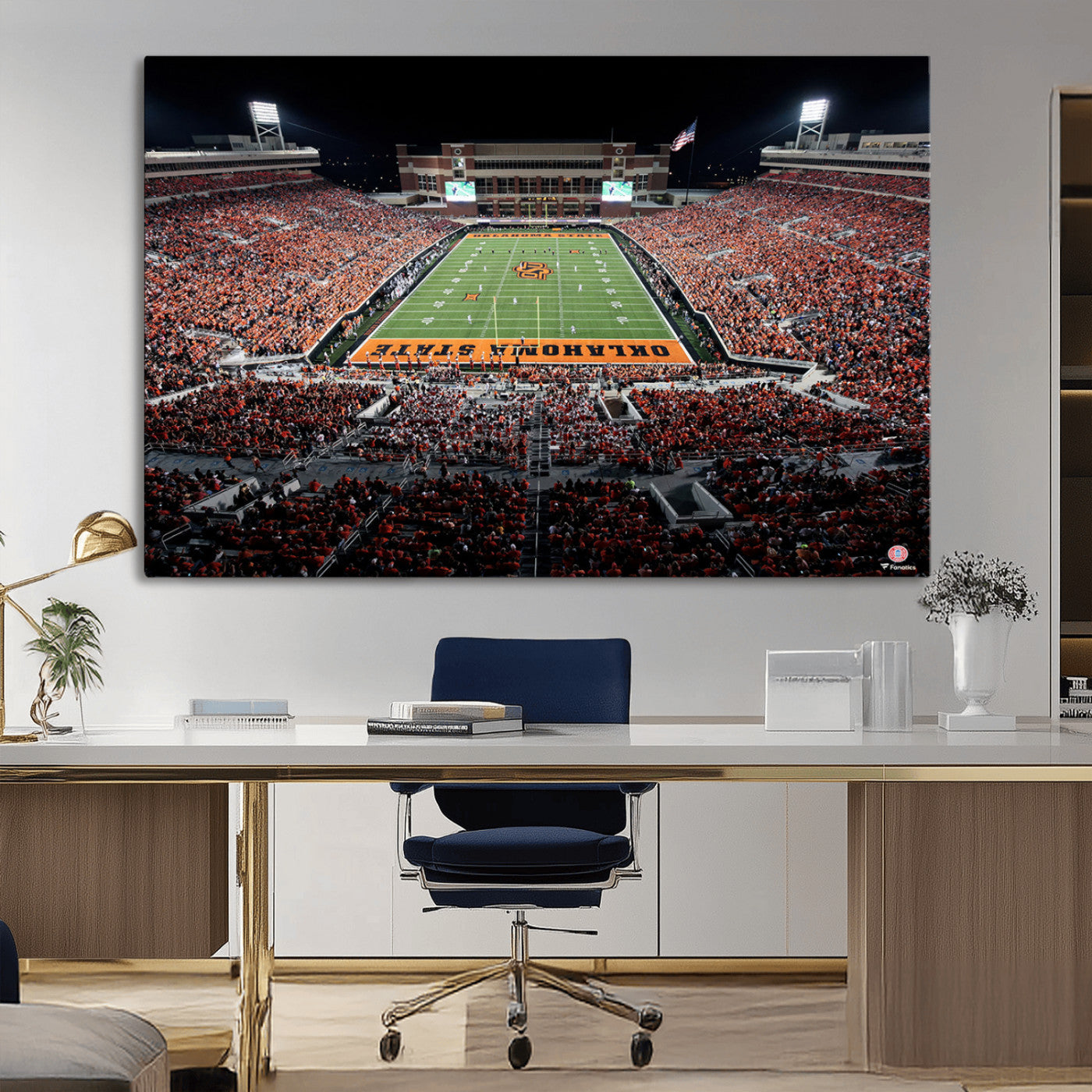 81675-MGV-CV-36X24-Boone Pickens Stadium Wall Art Oklahoma State Cowboys Print Framed Sports Canvas Art for Home, Office, Living Room